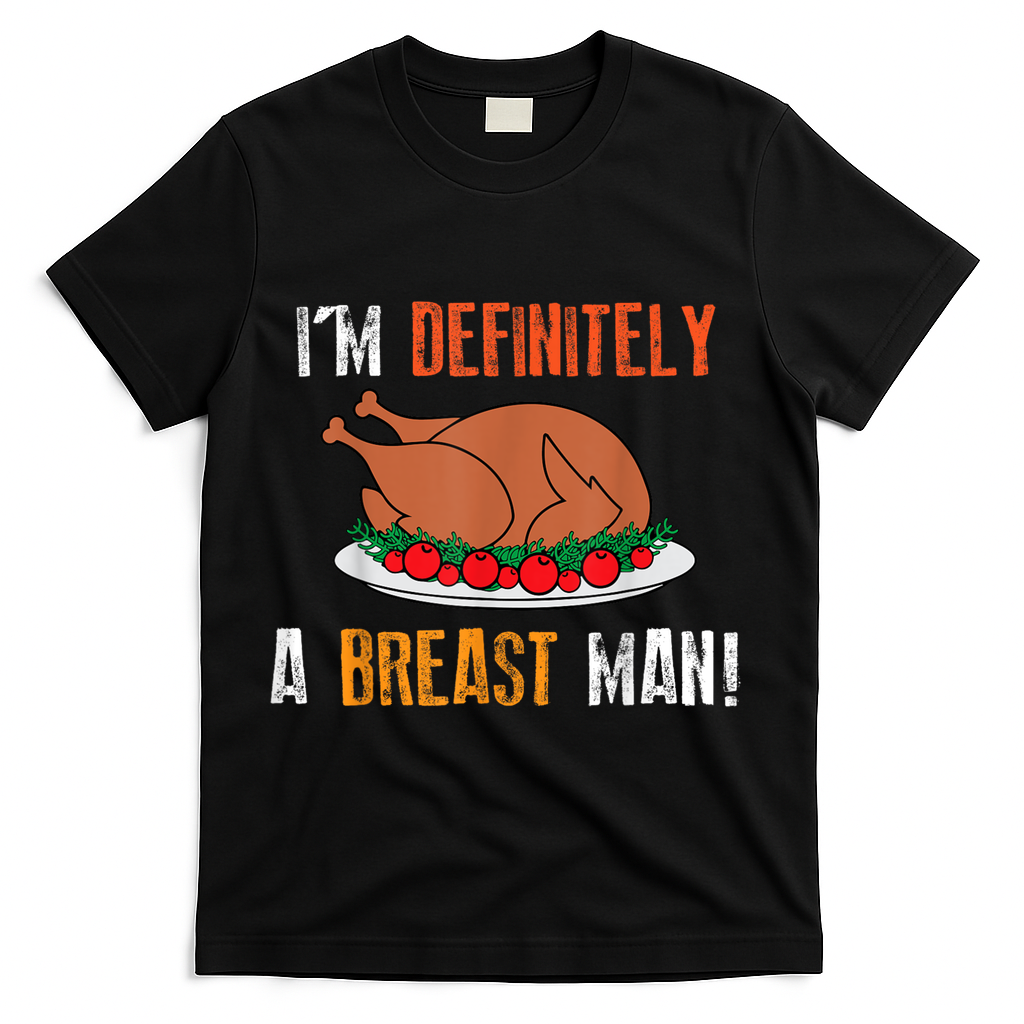 IM Definitely A Breast Man Funny Thanksgiving Turkey T-Shirt product image 1