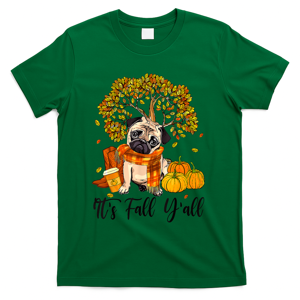 It's Fall Y'all Pug Dog Pumpkin Autumn Thanksgiving T-Shirt product image 4
