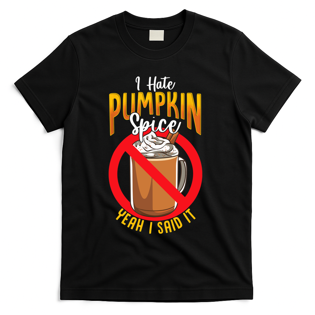 I Hate Pumpkin Spice Anti Latte Coffee Funny T-Shirt product image 1