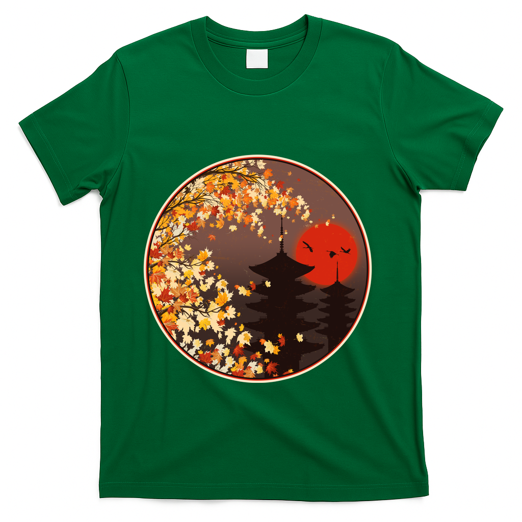 Japanese Autumn Fall Leaves Pagodas T-Shirt product image 4