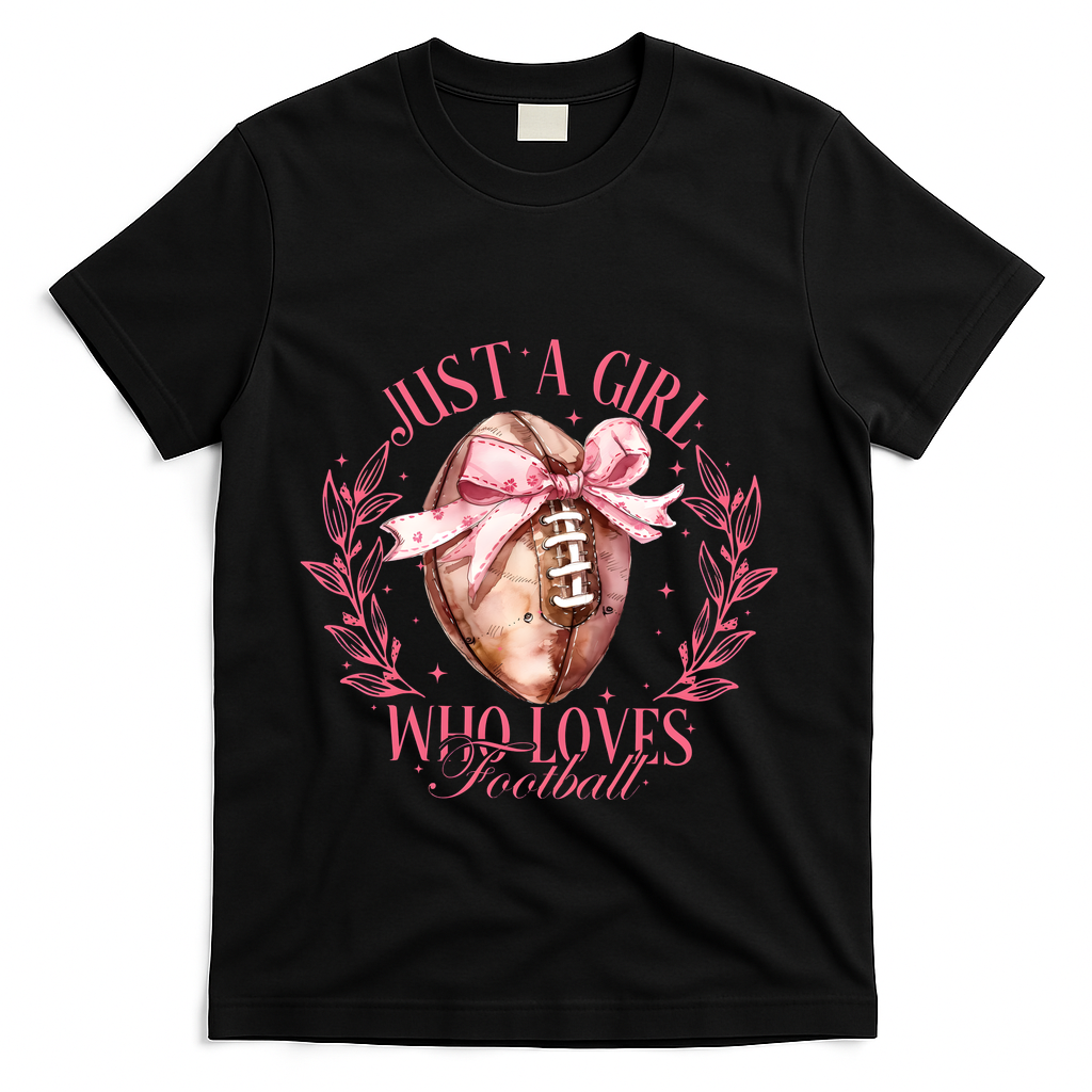 Just A Girl Who Love Football Fall Coquette Bow T-Shirt product image 1