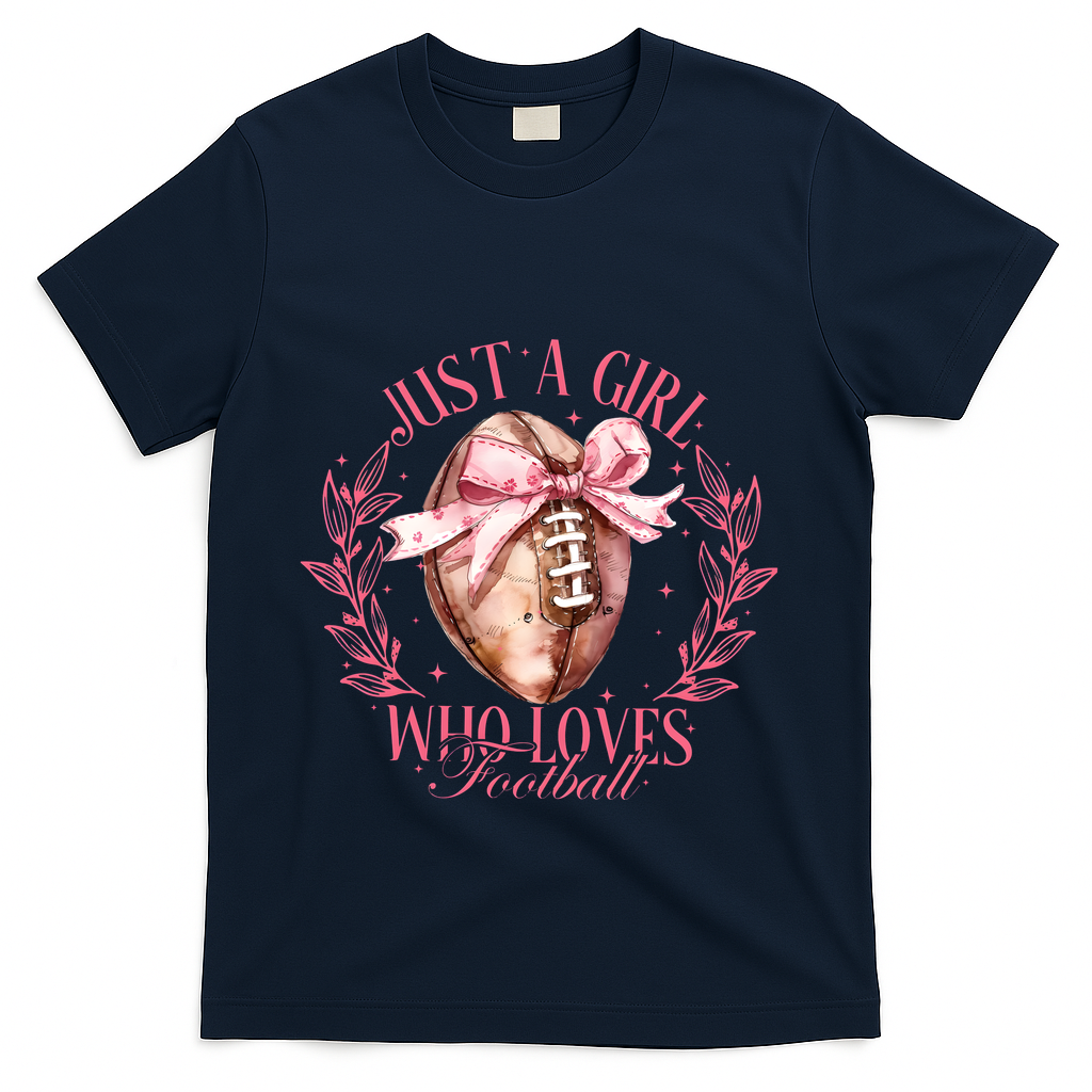 Just A Girl Who Love Football Fall Coquette Bow T-Shirt product image 3