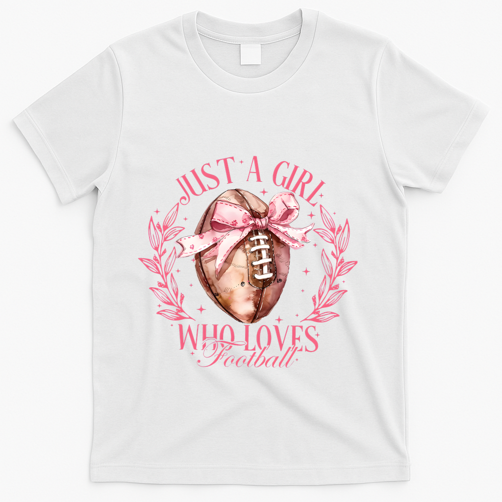 Just A Girl Who Love Football Fall Coquette Bow T-Shirt product image 2