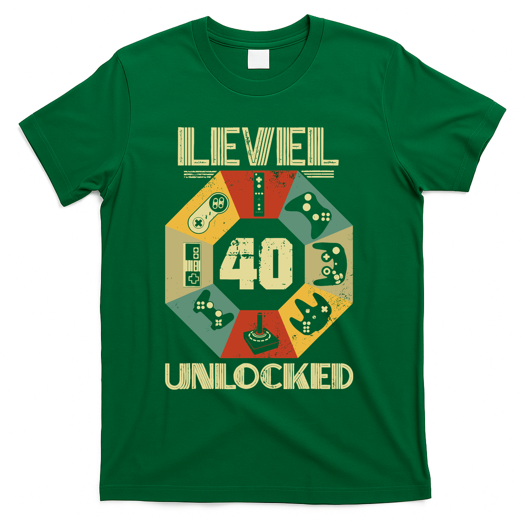 Level 40 Unlocked T Funny Video Gamer 40th Birthday T-Shirt product image 4