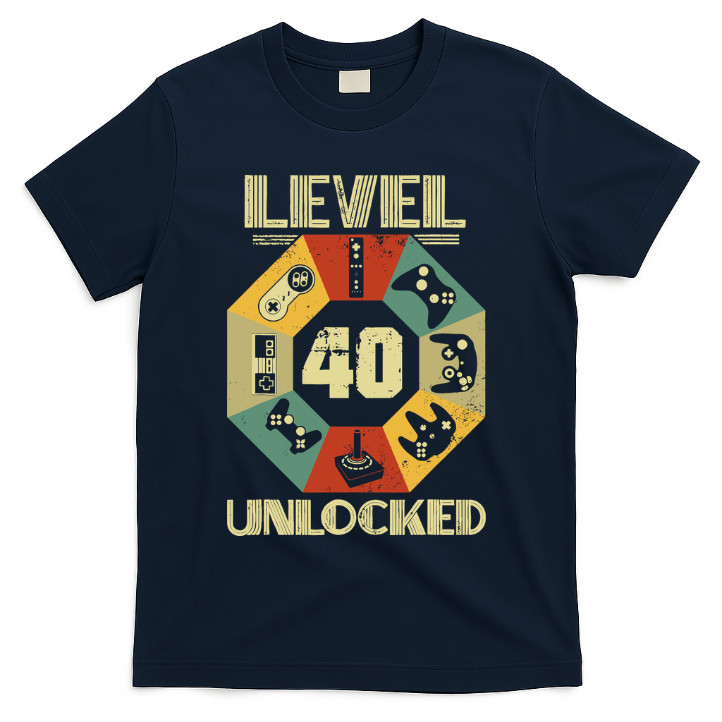 Level 40 Unlocked T Funny Video Gamer 40th Birthday T-Shirt product image 3