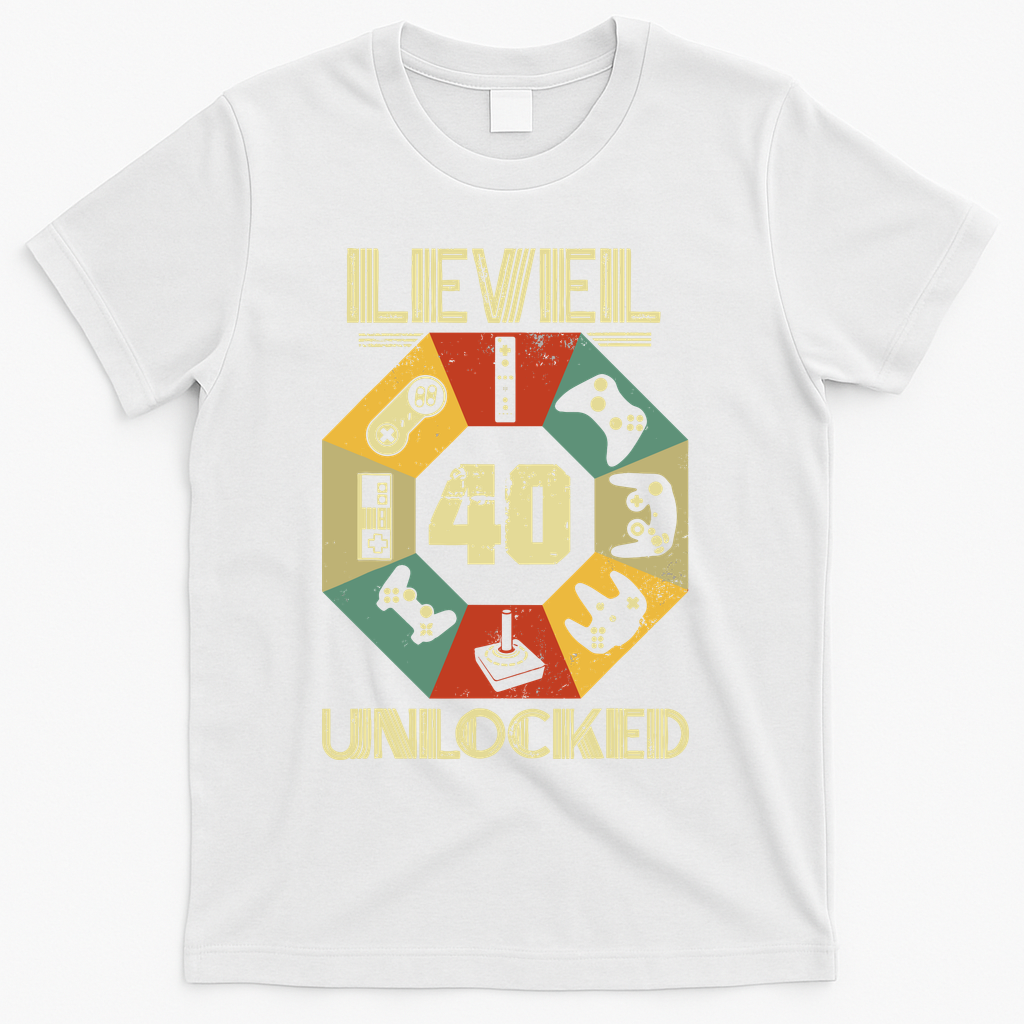 Level 40 Unlocked T Funny Video Gamer 40th Birthday T-Shirt product image 2