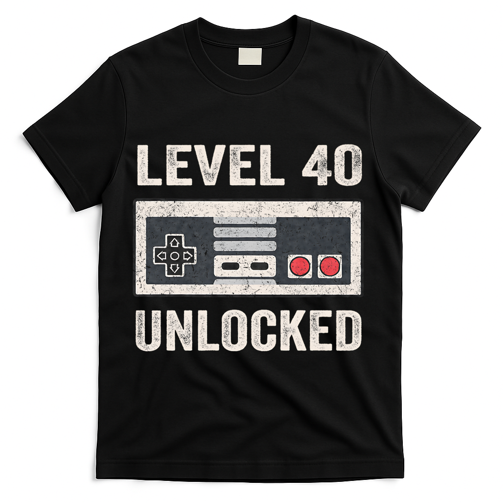 Level 40 Unlocked Video Gamer 40th Birthday Gift T-Shirt product image 1