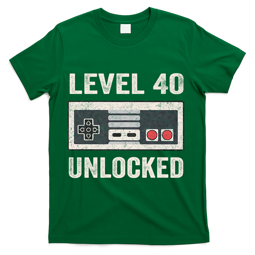 Level 40 Unlocked Video Gamer 40th Birthday Gift T-Shirt product image 4