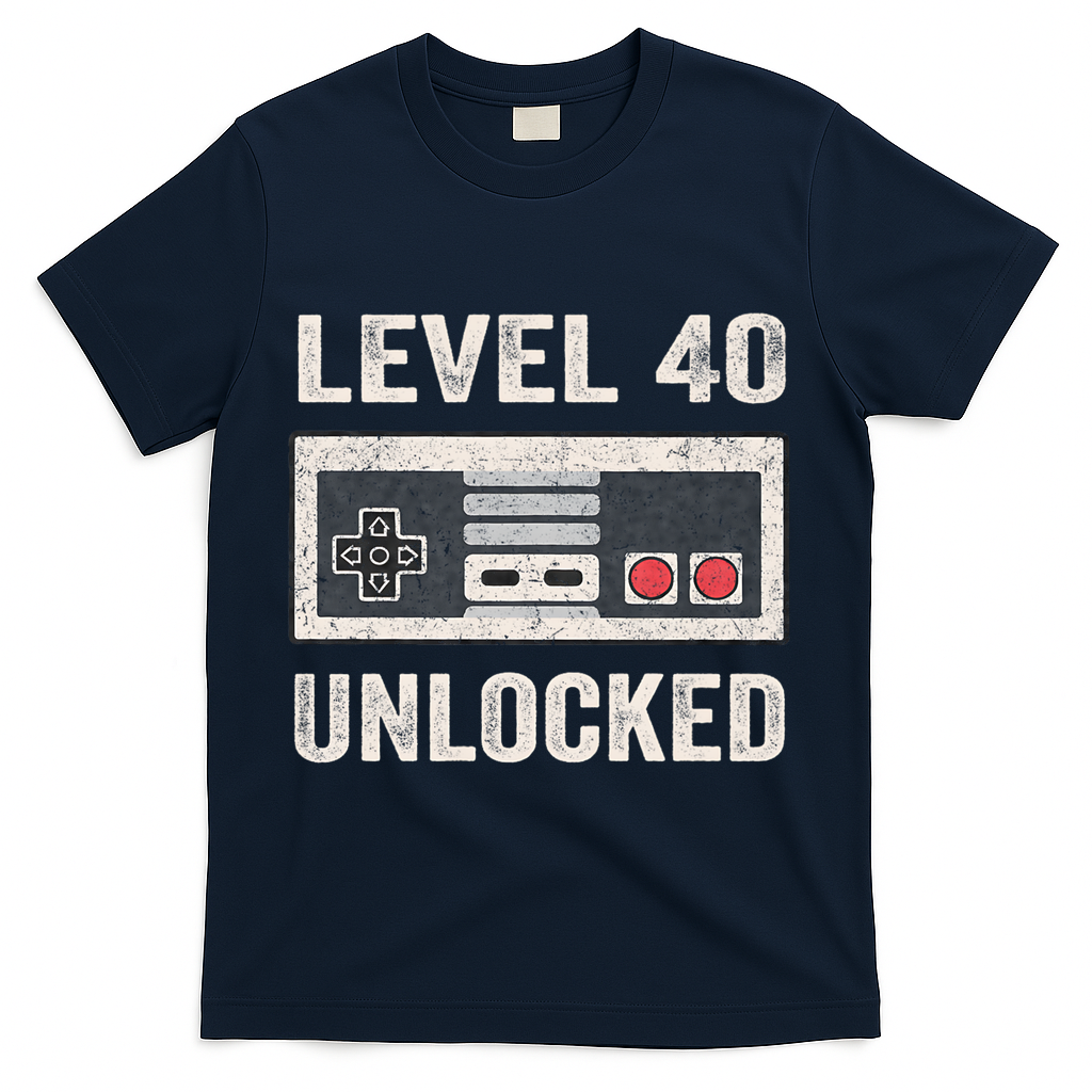 Level 40 Unlocked Video Gamer 40th Birthday Gift T-Shirt product image 3