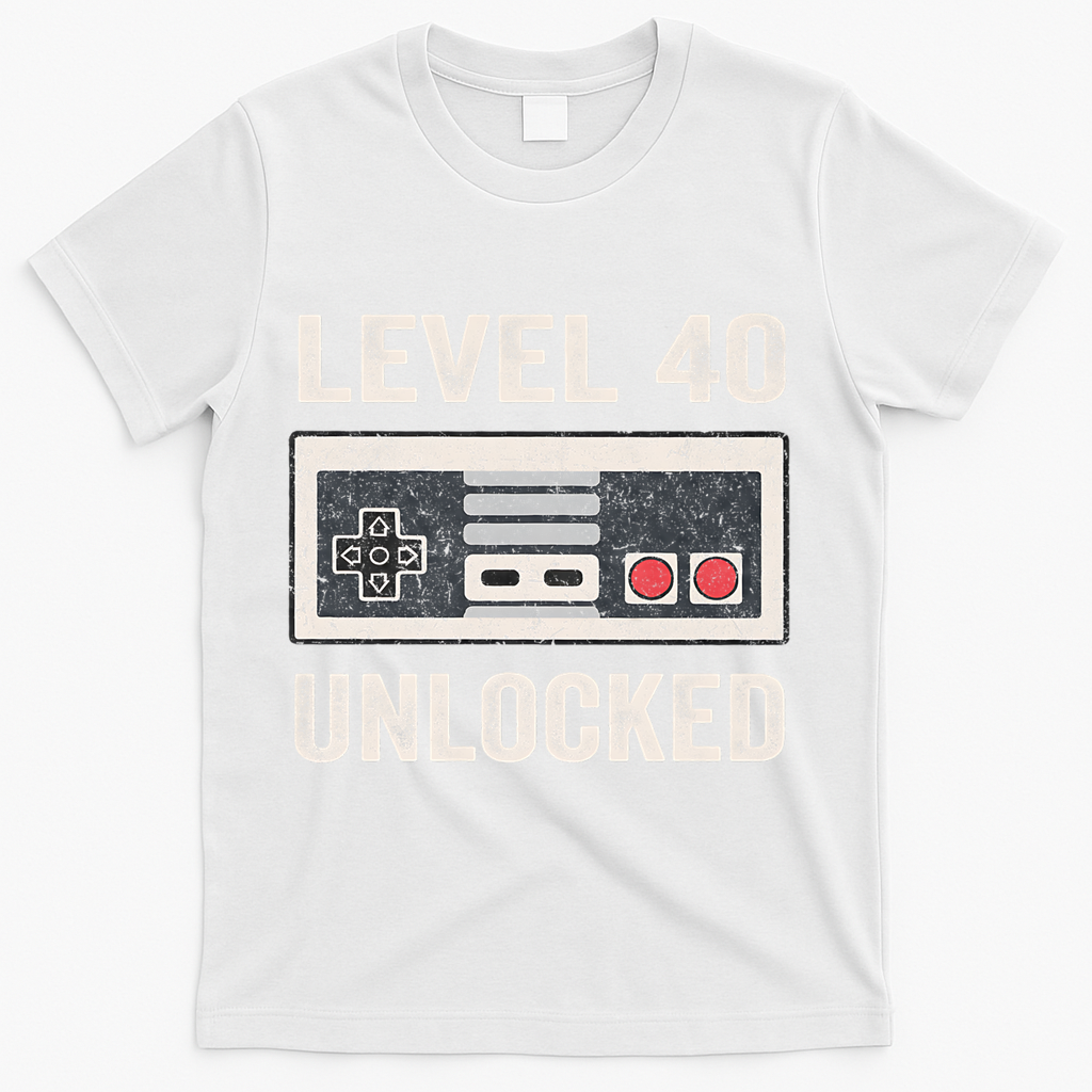 Level 40 Unlocked Video Gamer 40th Birthday Gift T-Shirt product image 2
