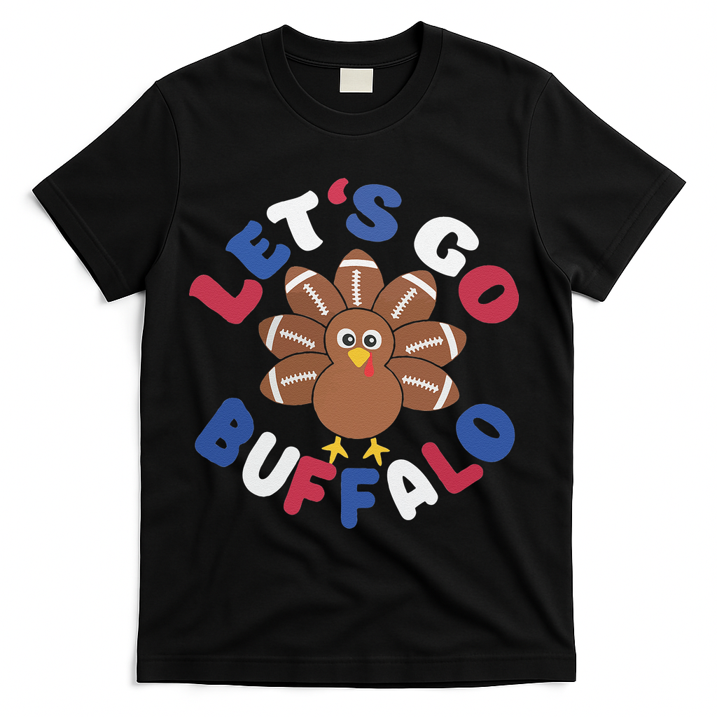 Lets Go Buffalo Turkey Football Thanksgiving Funny T-Shirt product image 1