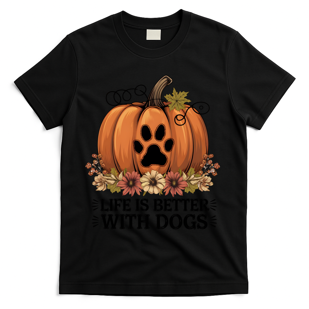 Life Is Better With Dogs Fall Pumpkins T-Shirt product image 1