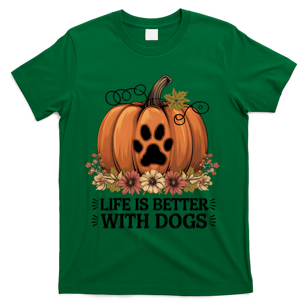 Life Is Better With Dogs Fall Pumpkins T-Shirt product image 4