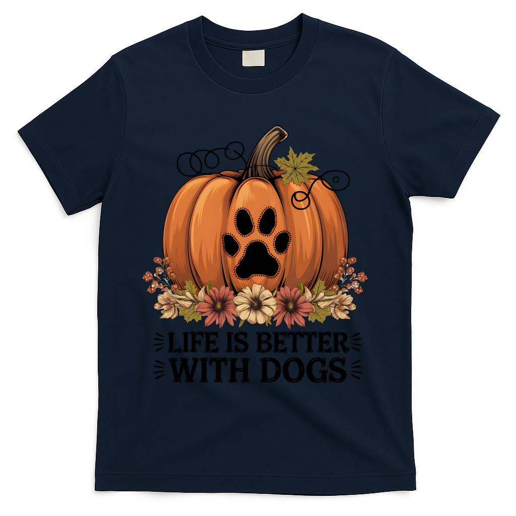 Life Is Better With Dogs Fall Pumpkins T-Shirt product image 3