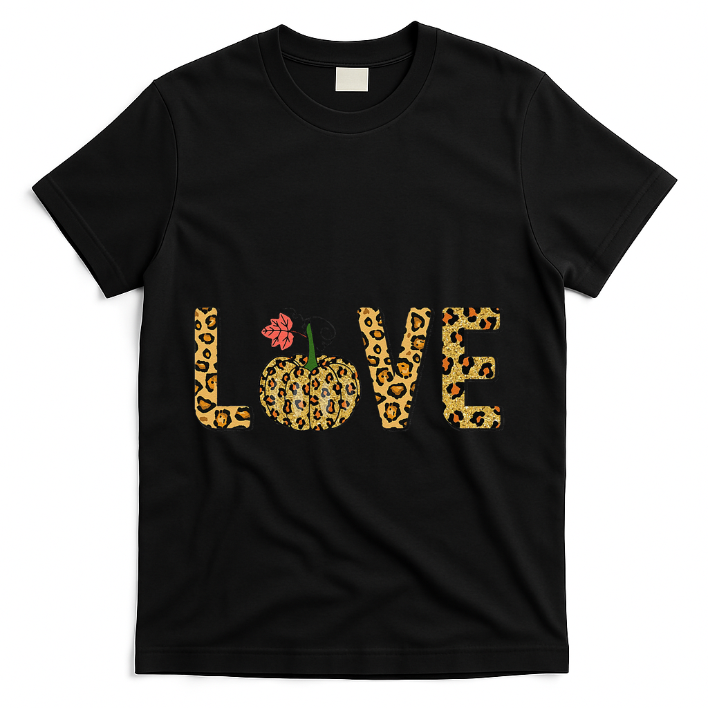 Love Leopard Pumpkin Autumn Design T-Shirt product image 1