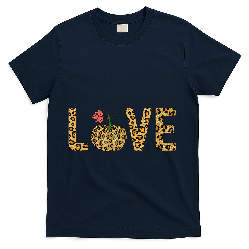 Love Leopard Pumpkin Autumn Design T-Shirt product image 3
