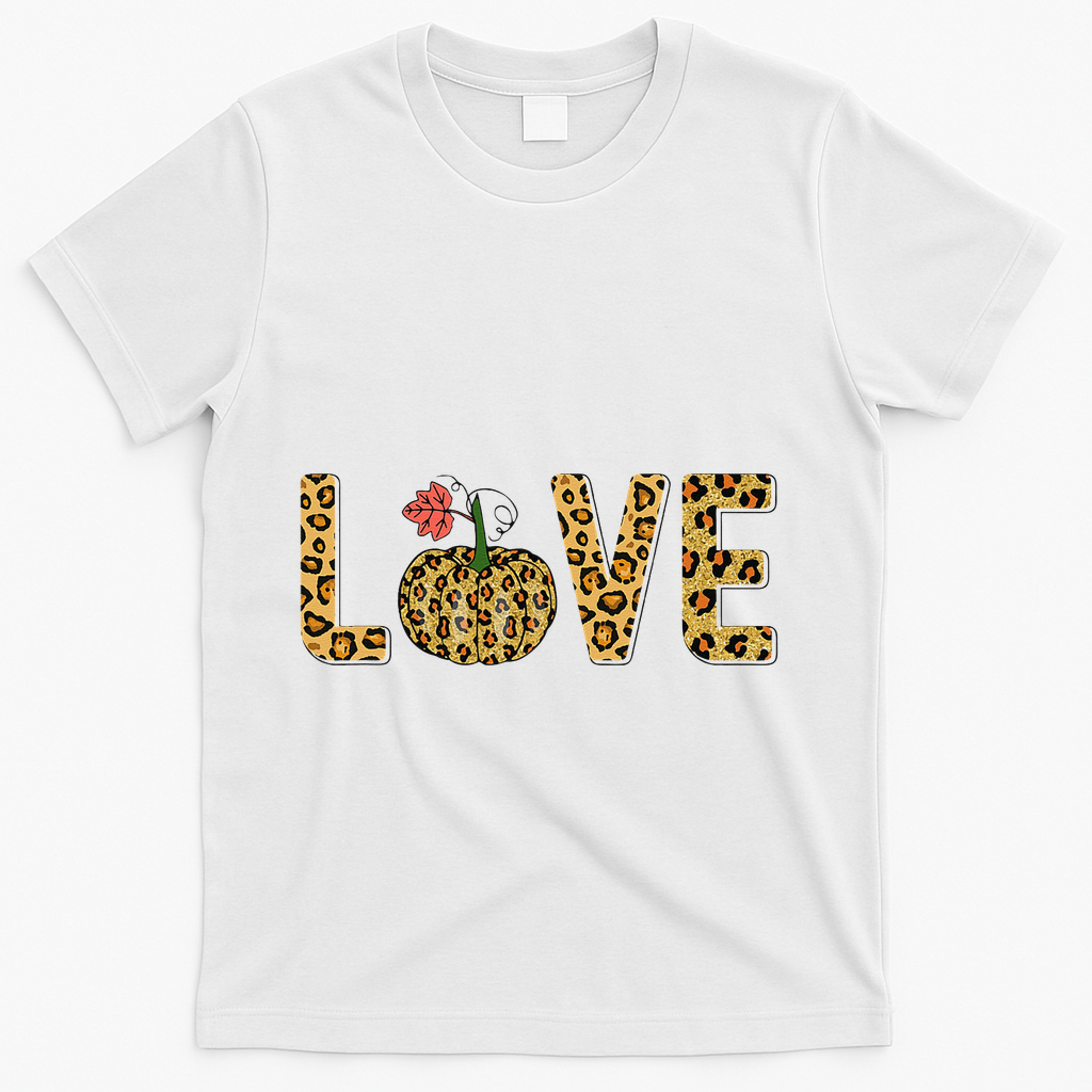 Love Leopard Pumpkin Autumn Design T-Shirt product image 2