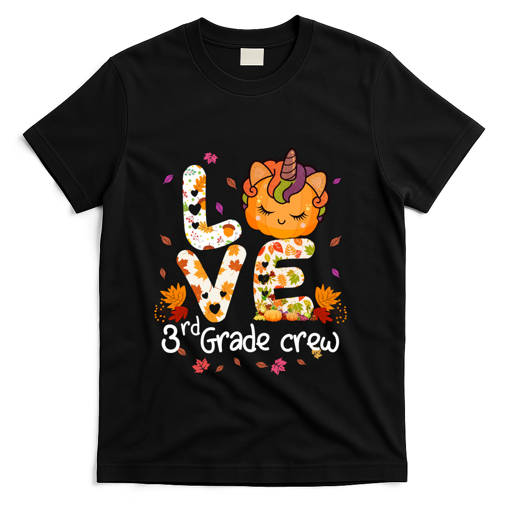 Love Third Grade Crew Unicorn Pumpkin Halloween Matching product image 1