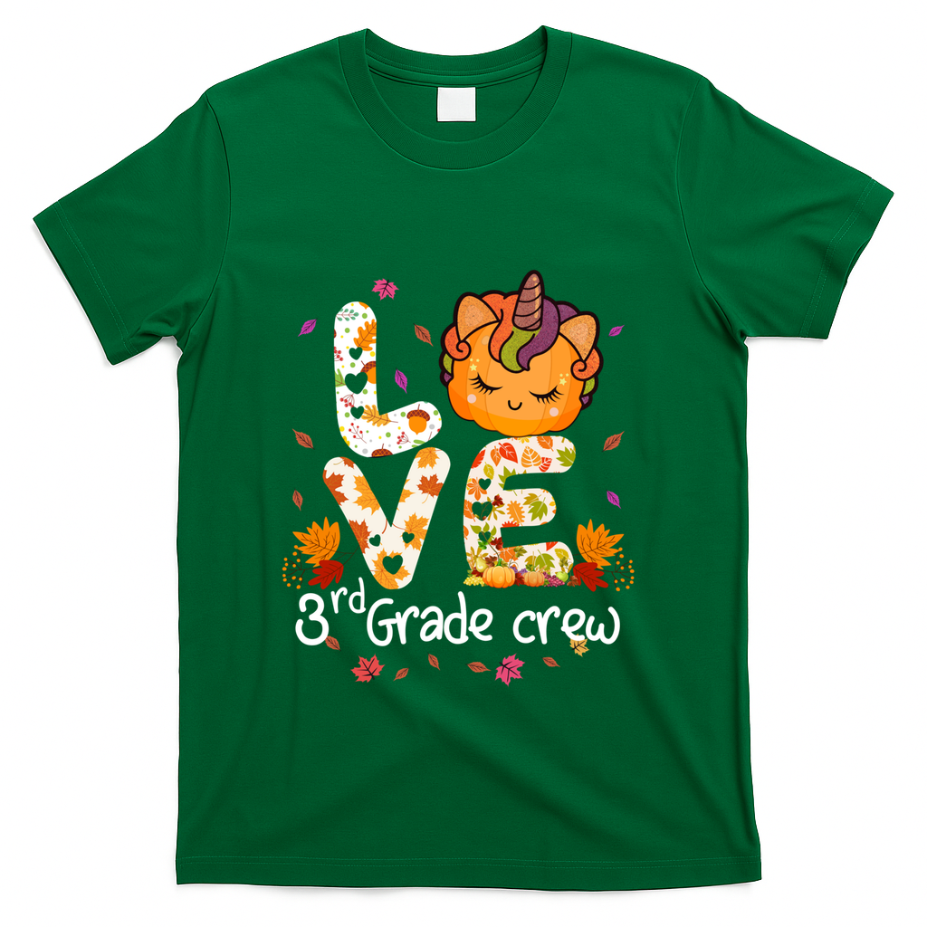 Love Third Grade Crew Unicorn Pumpkin Halloween Matching product image 4