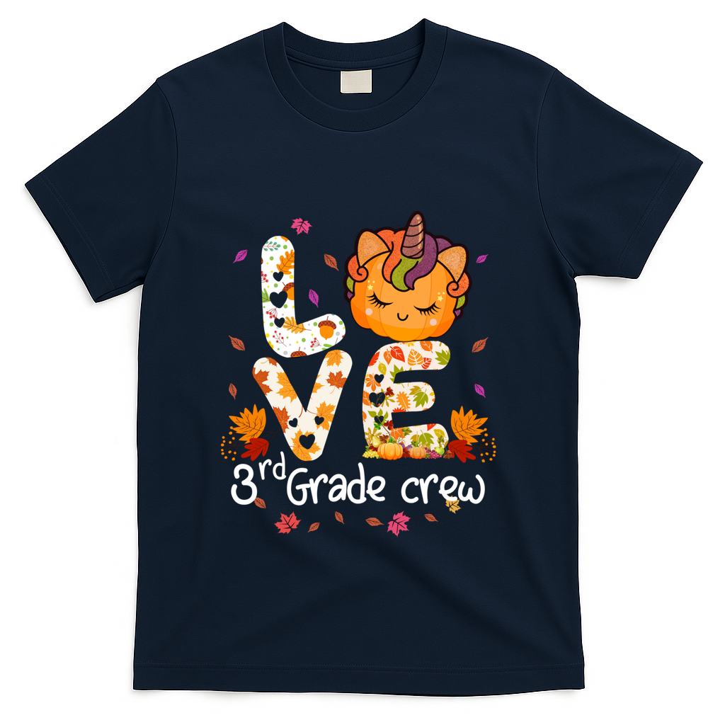 Love Third Grade Crew Unicorn Pumpkin Halloween Matching product image 3