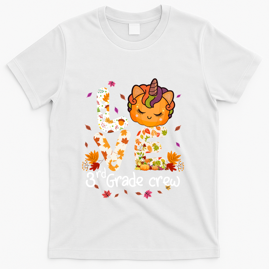Love Third Grade Crew Unicorn Pumpkin Halloween Matching product image 2