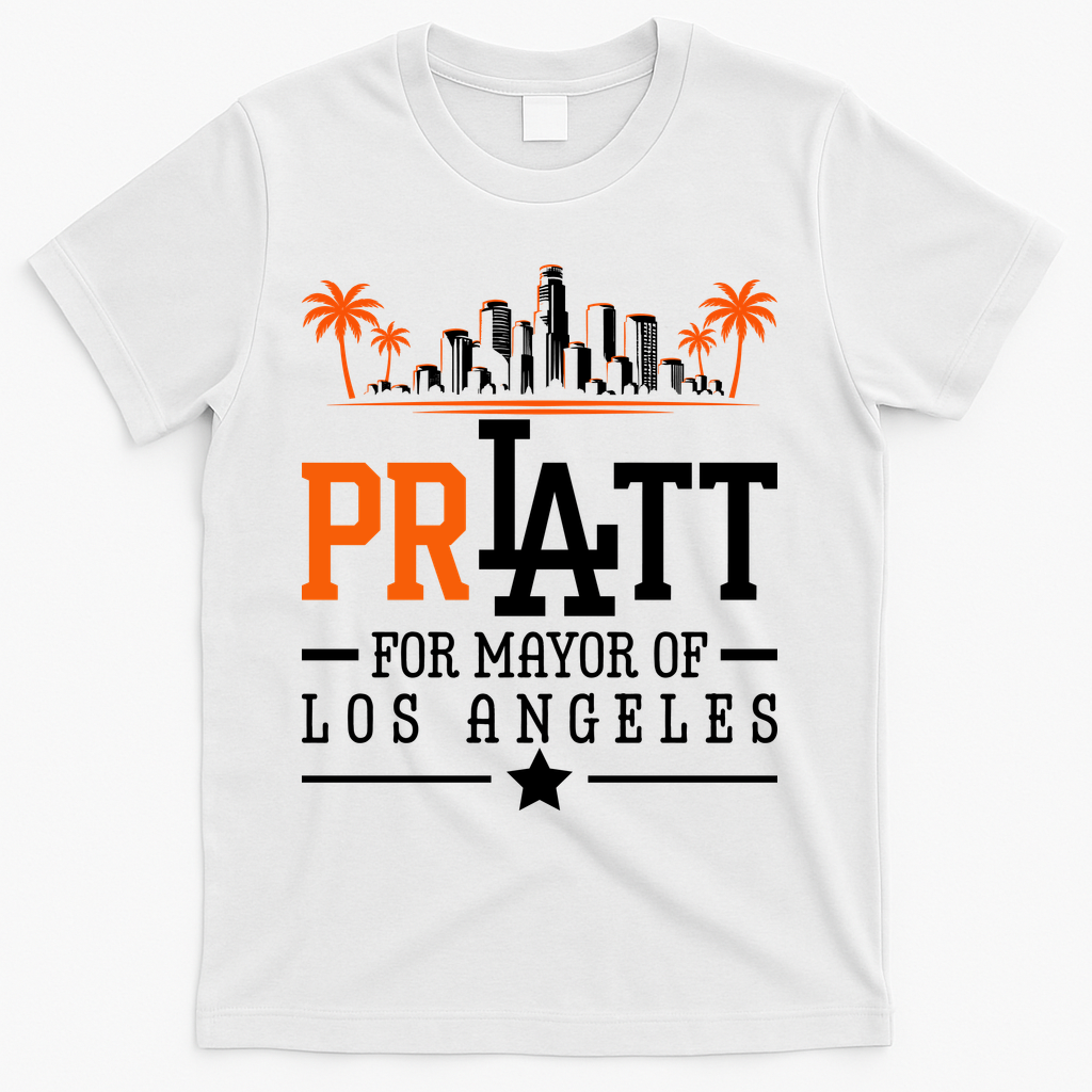 Pratt For Mayor Of Los Angeles City Skyline T-Shirt product image 2