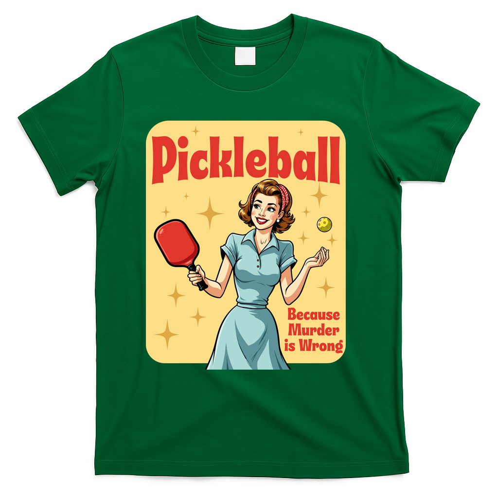 Retro Pickleball Funny Because Murder Is Wrong T-Shirt product image 4