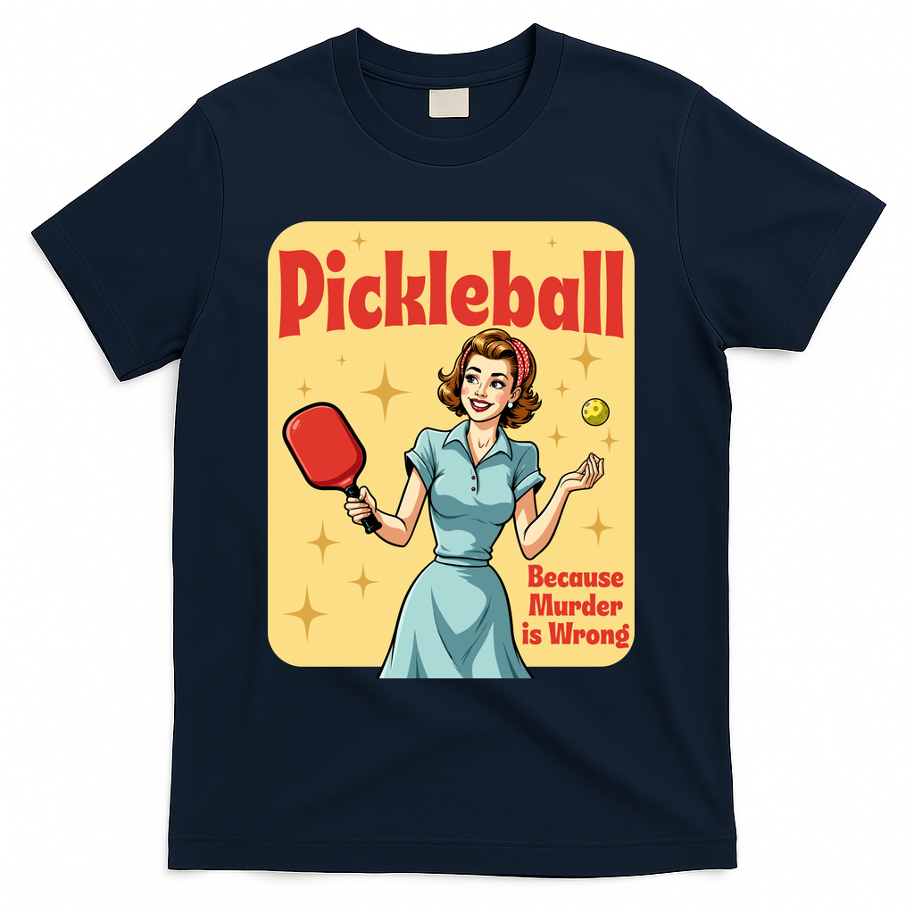 Retro Pickleball Funny Because Murder Is Wrong T-Shirt product image 3