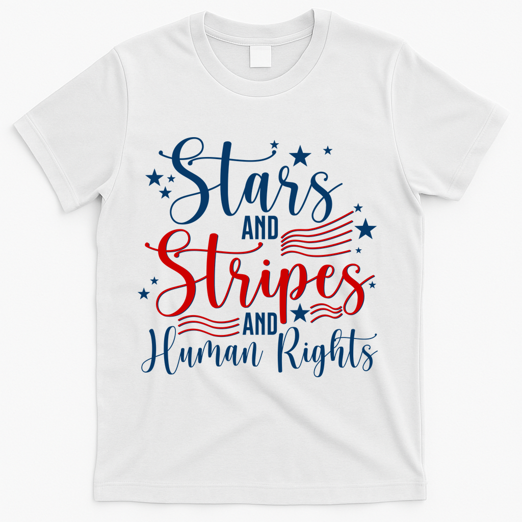 Stars And Stripes Human Rights Back Front T-Shirt product image 2