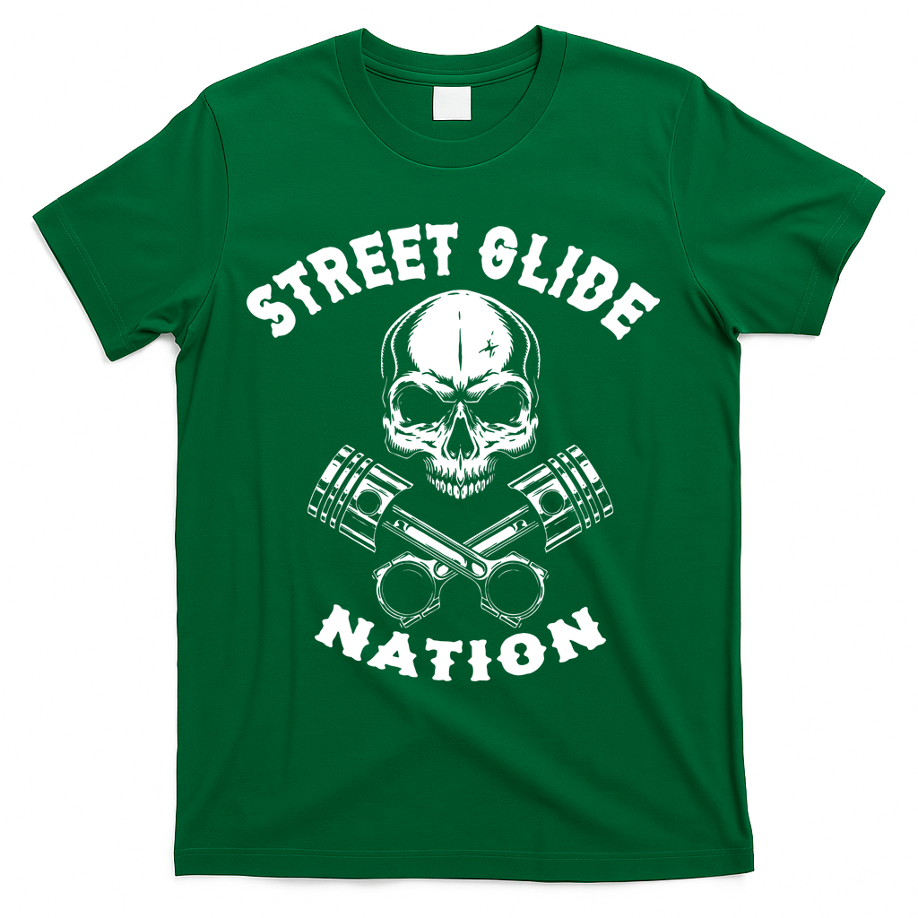 Street Glide Nation Skull And Pistons Biker T-Shirt product image 4
