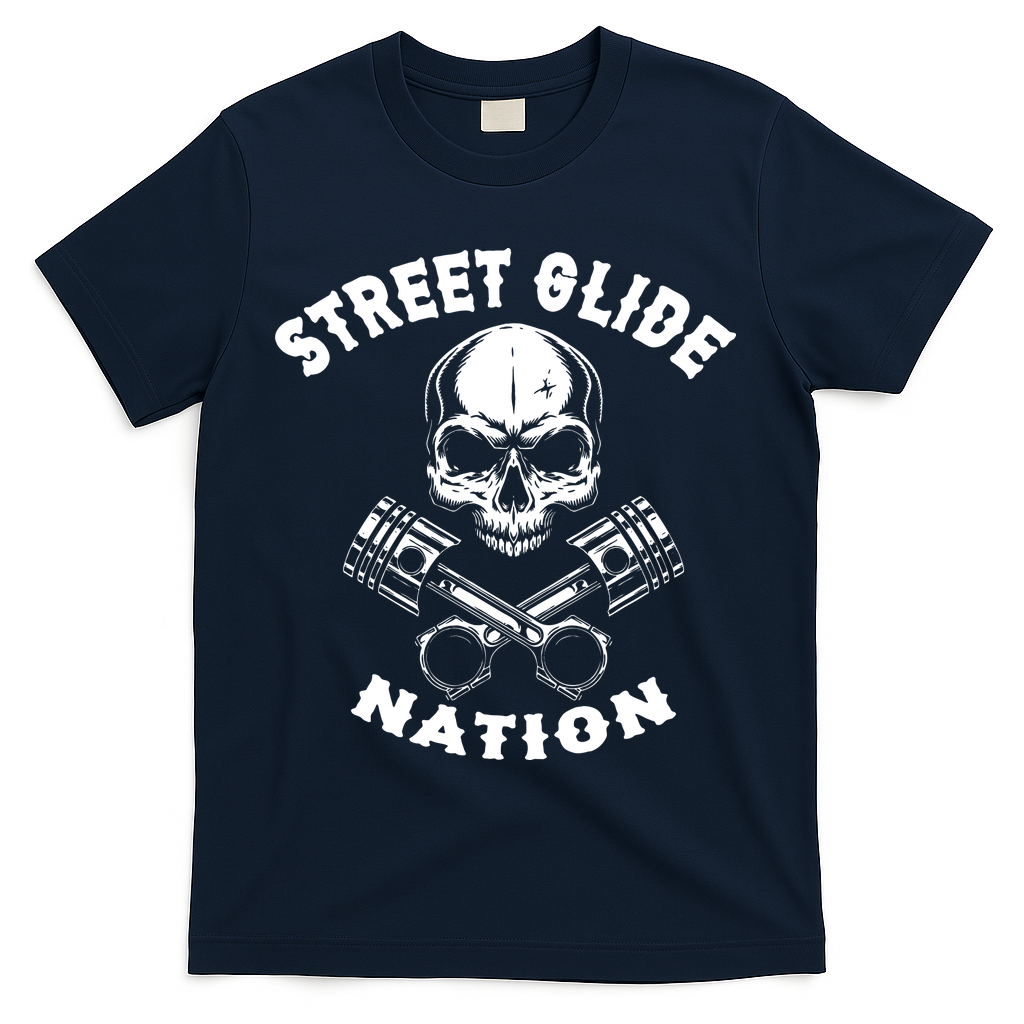 Street Glide Nation Skull And Pistons Biker T-Shirt product image 3