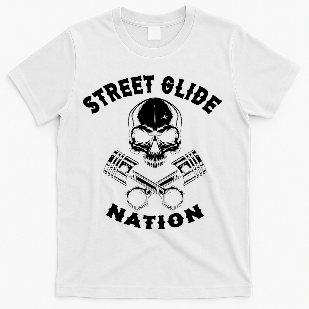 Street Glide Nation Skull And Pistons Biker T-Shirt product image 2