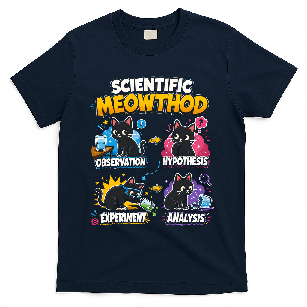Scientific Meowthod Cat Themed Educational Fun T-Shirt product image 3