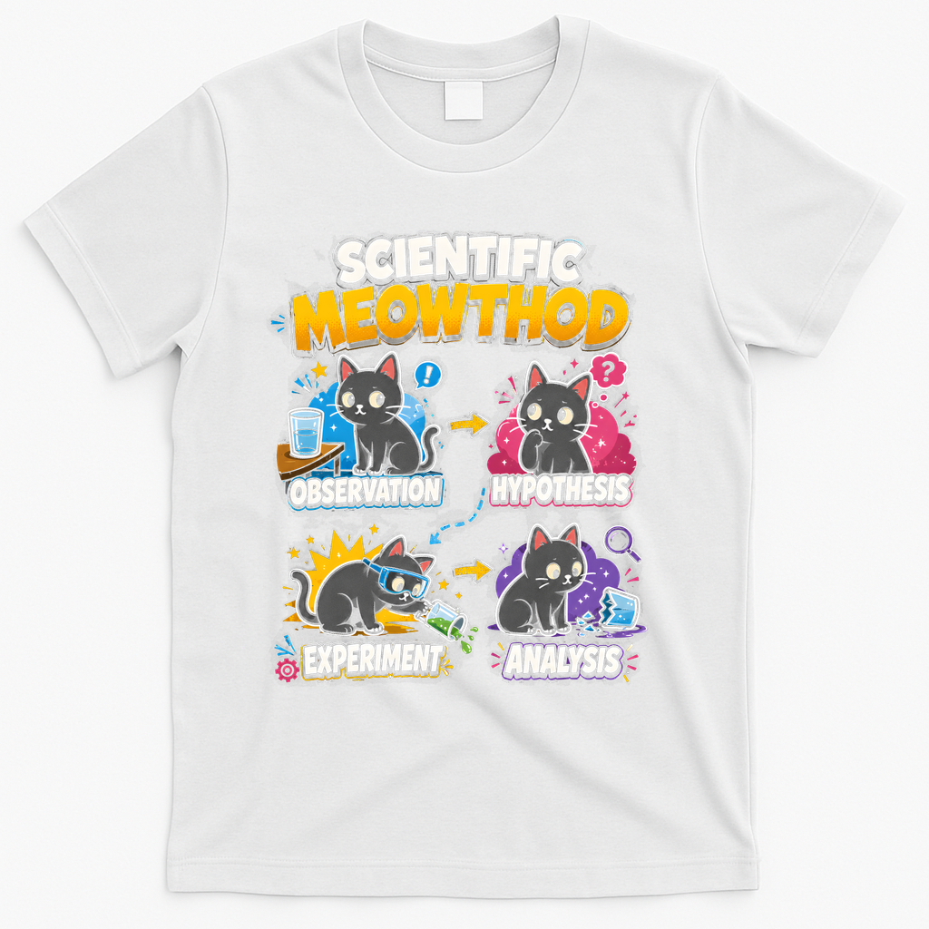 Scientific Meowthod Cat Themed Educational Fun T-Shirt product image 2