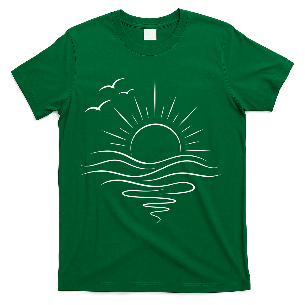 Sun Ocean Linear Graphic Boho Summer Beach T-Shirt product image 4