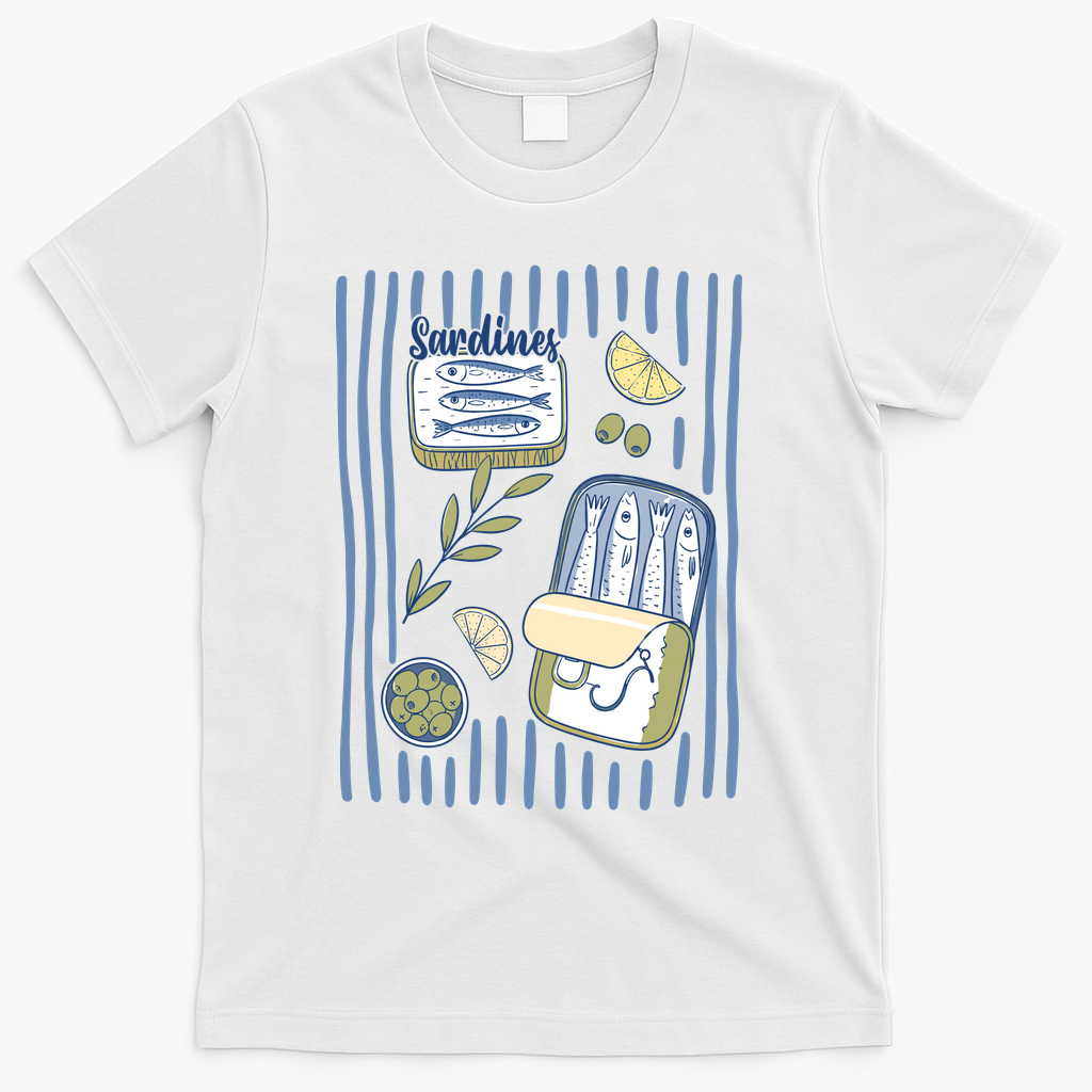 Sardines Tin Coastal Mediterranean Seafood T-Shirt product image 2