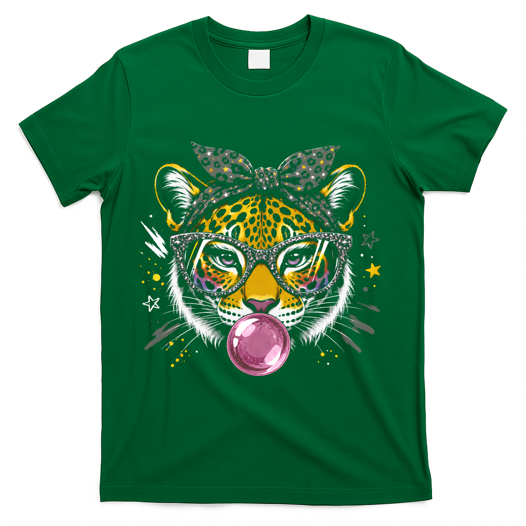 Tiger With Glasses Bubblegum And Pink Bow T-Shirt product image 4