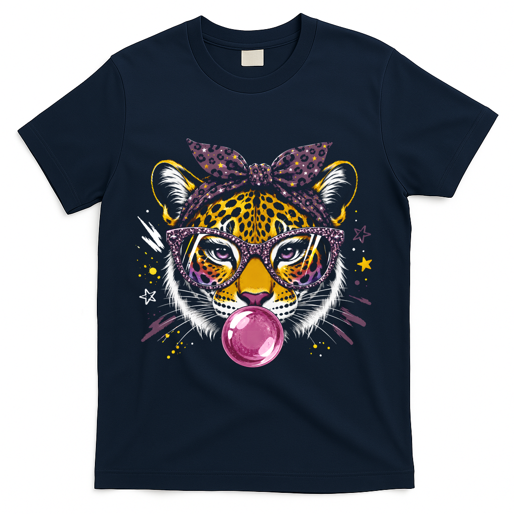 Tiger With Glasses Bubblegum And Pink Bow T-Shirt product image 3