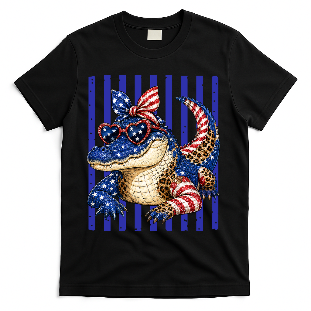 USA Patriotic 4th July Leopard Print Alligator Crocodile product image 1