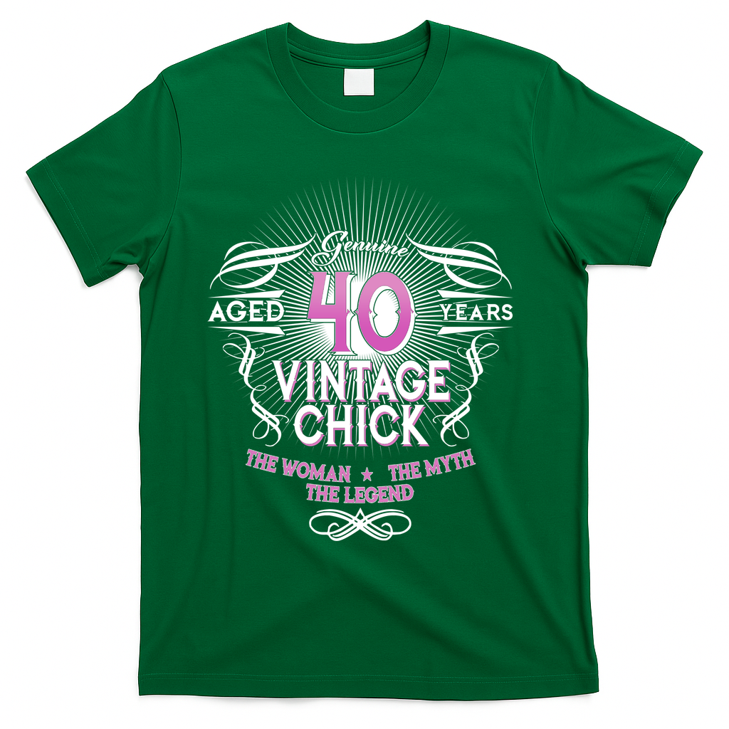 Genuine Aged 40 Years Vintage Chick 40th Birthday T-Shirt product image 4