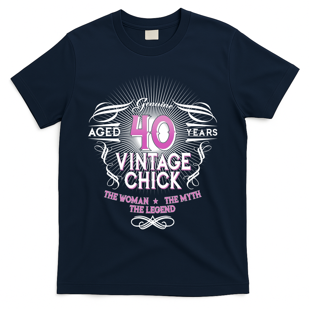 Genuine Aged 40 Years Vintage Chick 40th Birthday T-Shirt product image 3