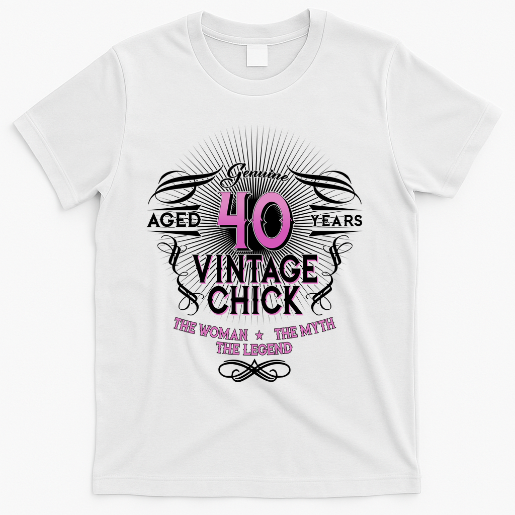 Genuine Aged 40 Years Vintage Chick 40th Birthday T-Shirt product image 2