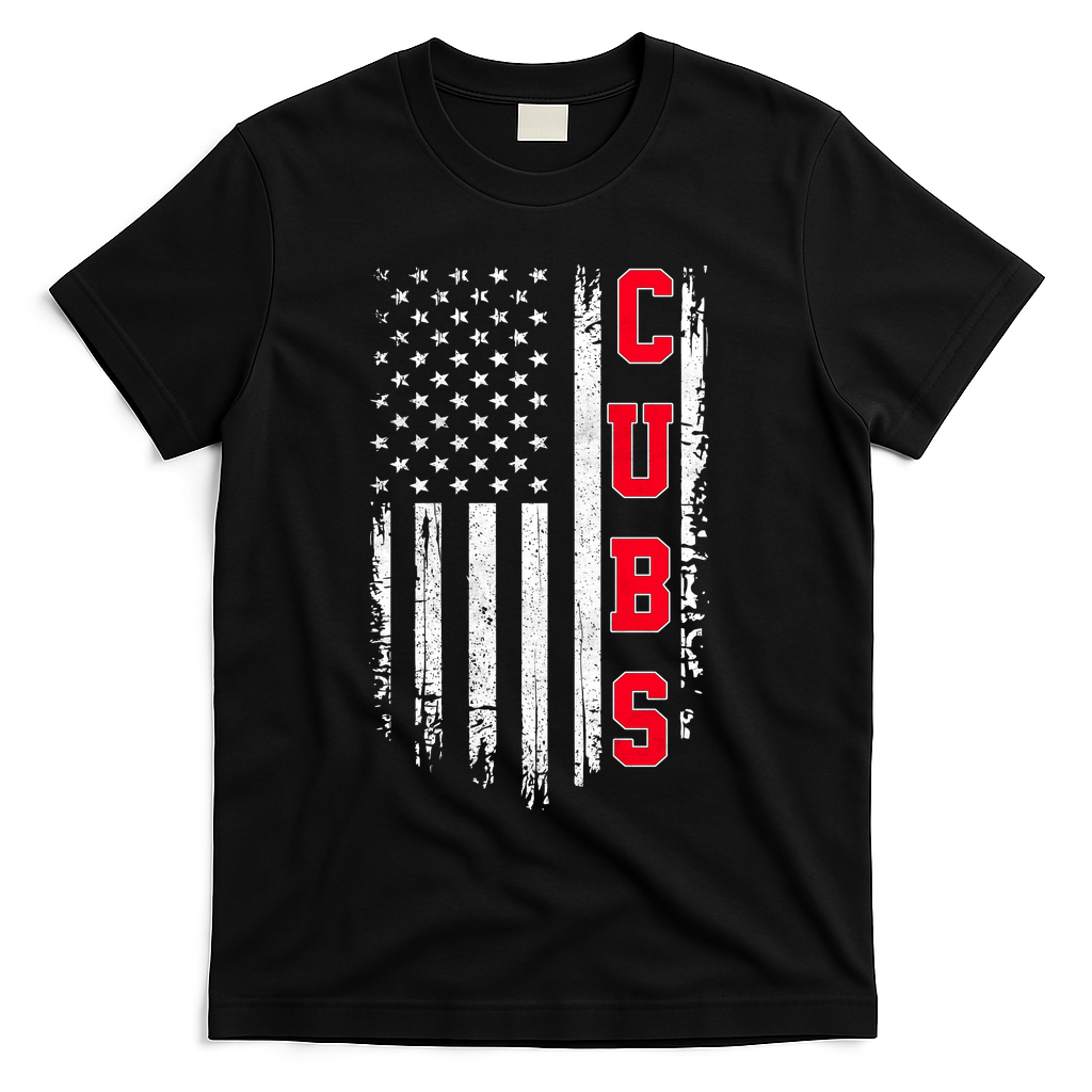 Vintage Cubs Name American US Flag Sports T-Shirt product image 1