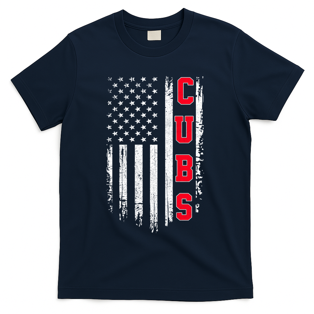 Vintage Cubs Name American US Flag Sports T-Shirt product image 3