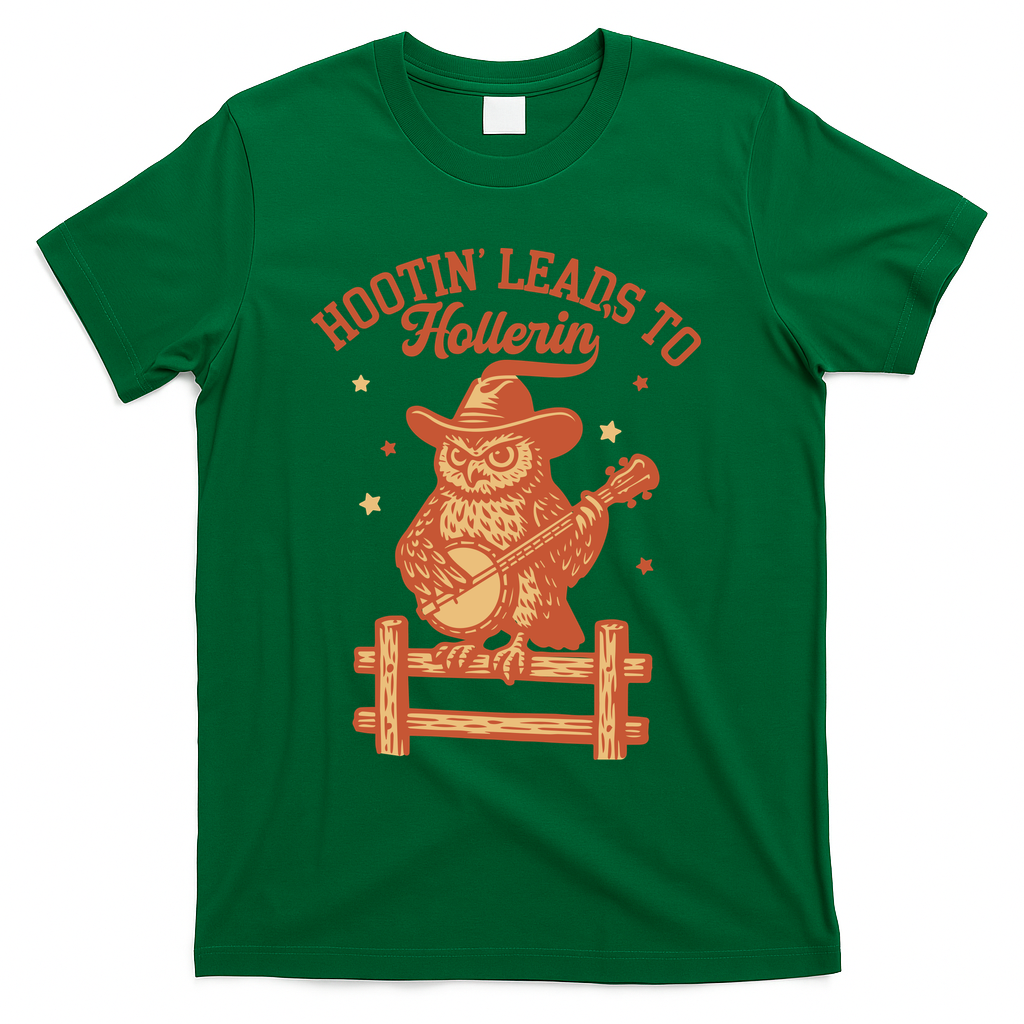 Vintage Hootin Leads To Hollerin Cowboy Owl T-Shirt product image 4