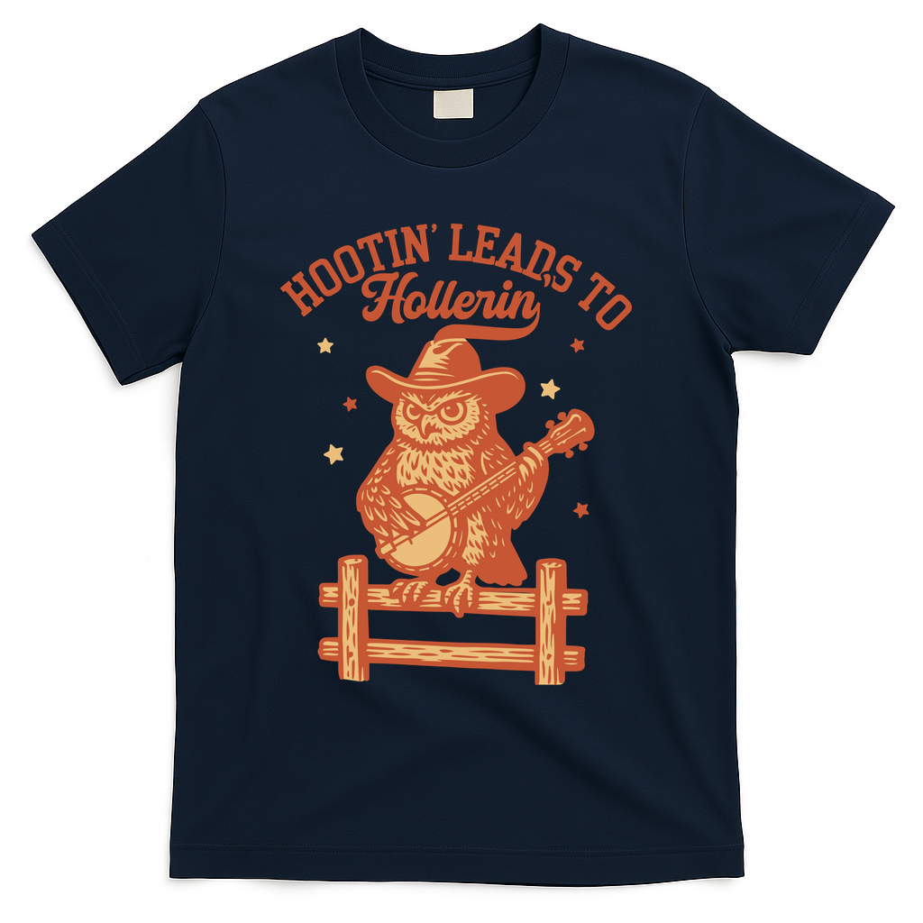 Vintage Hootin Leads To Hollerin Cowboy Owl T-Shirt product image 3