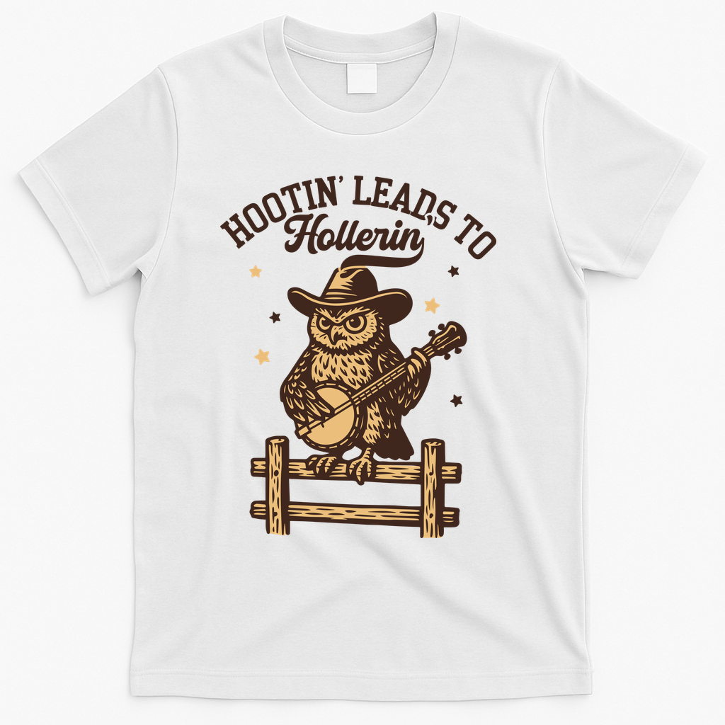 Vintage Hootin Leads To Hollerin Cowboy Owl T-Shirt product image 2