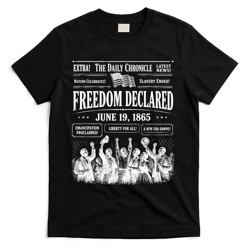 Vintage Juneteenth Freedom Declared 1865 Newspaper T-Shirt product image 1