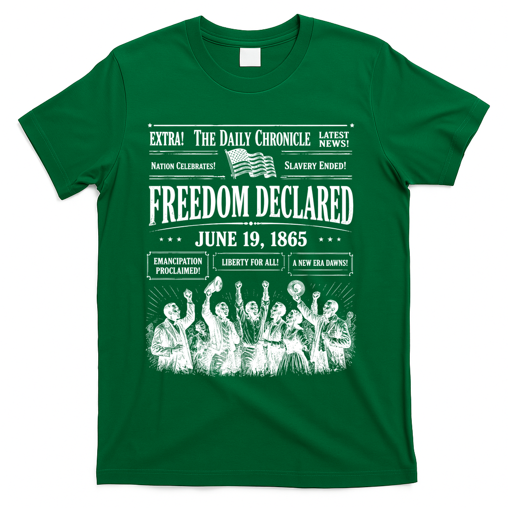 Vintage Juneteenth Freedom Declared 1865 Newspaper T-Shirt product image 4