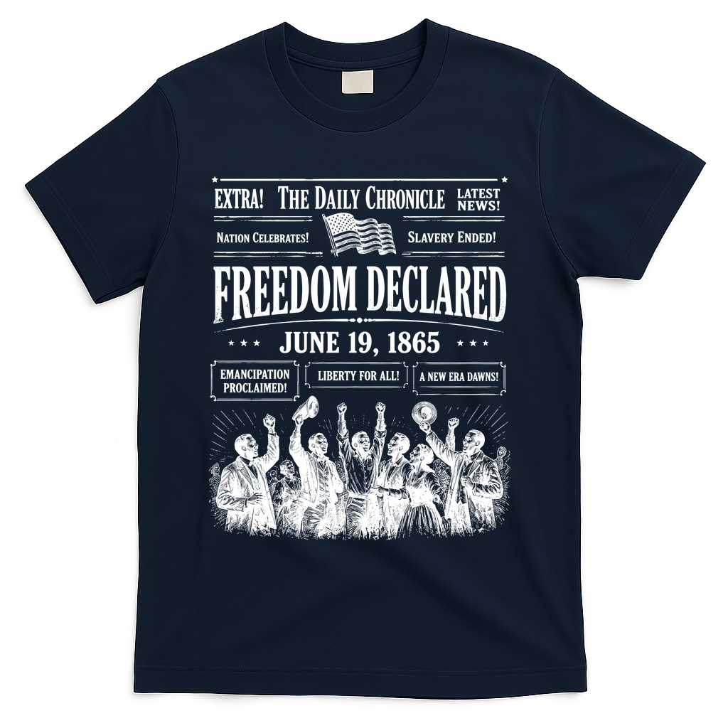 Vintage Juneteenth Freedom Declared 1865 Newspaper T-Shirt product image 3